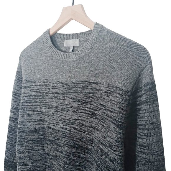 Neiman Marcus Mens Crew Neck Sweater Black Gray Ombre Wool Cashmere Size Medium - Picture 4 of 9